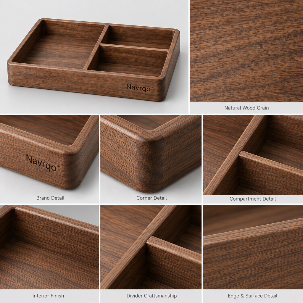 Navrqo™ Natural Wood Desktop Organizer Tray main image 06