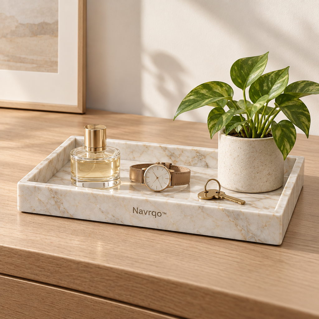 Navrqo™ Marble-Pattern Desktop Decorative Tray main image 04