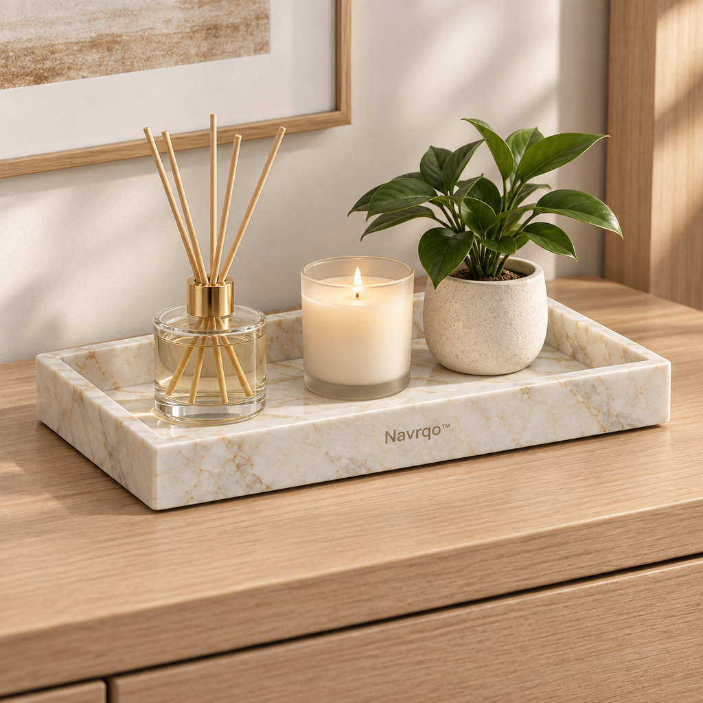 Navrqo™ Marble-Pattern Desktop Decorative Tray main image 05