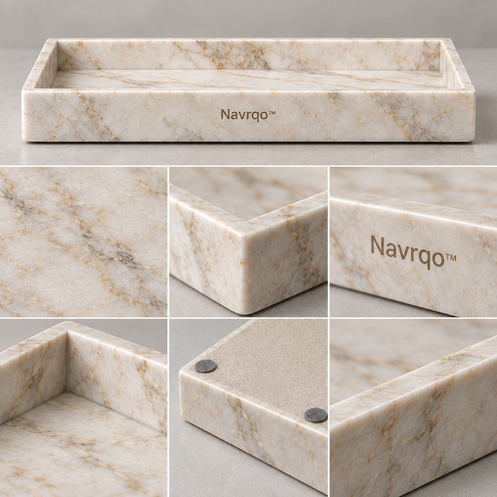 Navrqo™ Marble-Pattern Desktop Decorative Tray main image 06