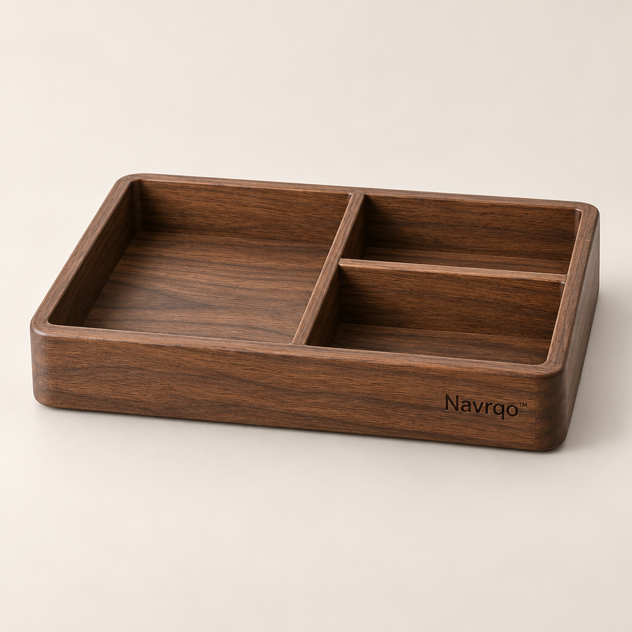 Navrqo™ Natural Wood Desktop Organizer Tray hero