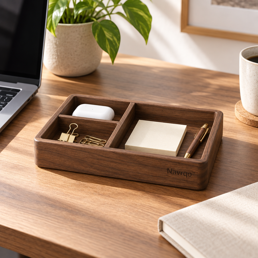 Navrqo™ Natural Wood Desktop Organizer Tray main image 02
