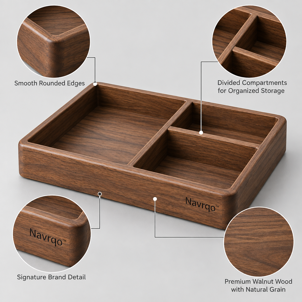 Navrqo™ Natural Wood Desktop Organizer Tray main image 03