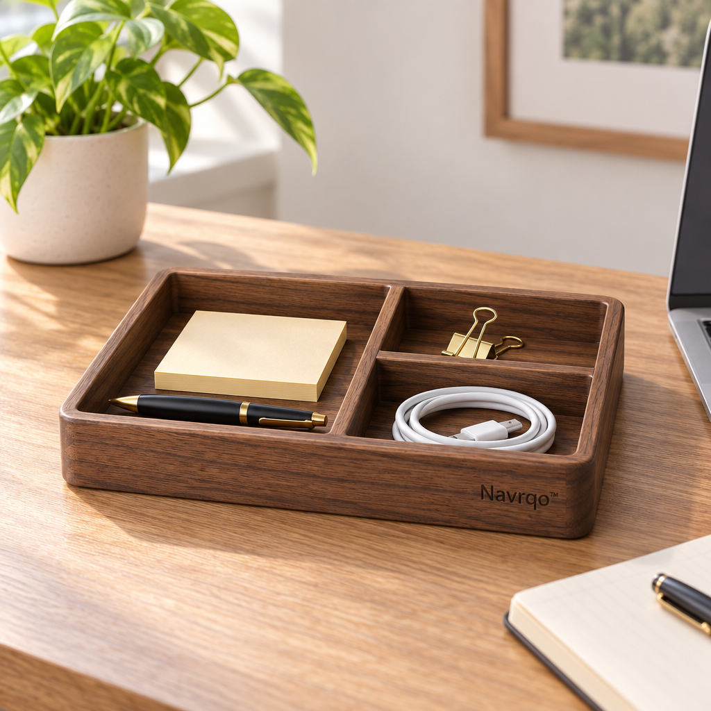 Navrqo™ Natural Wood Desktop Organizer Tray main image 04